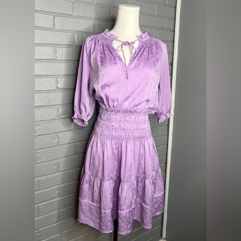 Current Air Lavender Ruffle Tiered Smocked Midi Dress - Size XS